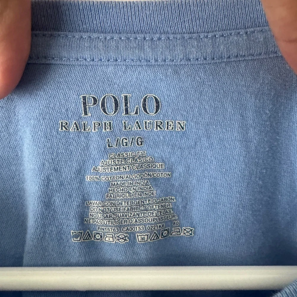 Polo Ralph Lauren Cotton Tee Baby Blue L Embroidered Hip Pony Periwinkle Blue